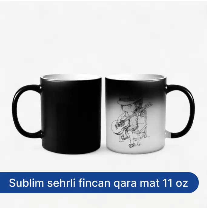 Sublim sehrli fincan qara mat 11 oz